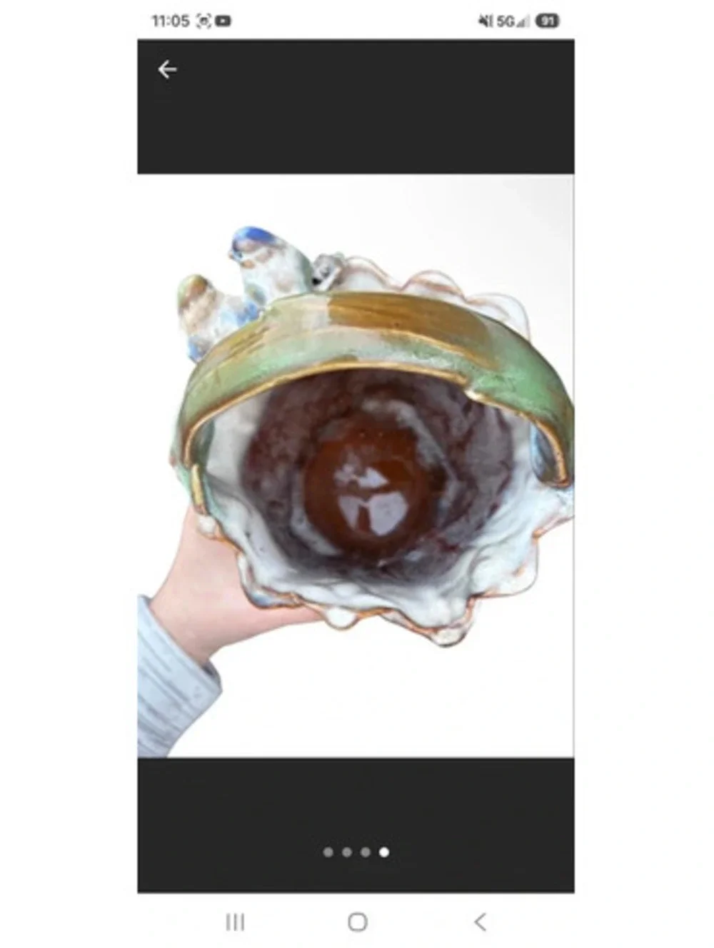 Vintage Ceramic Bird Basket Planter Vase Floral Flower Pot Cottagecore Rustic